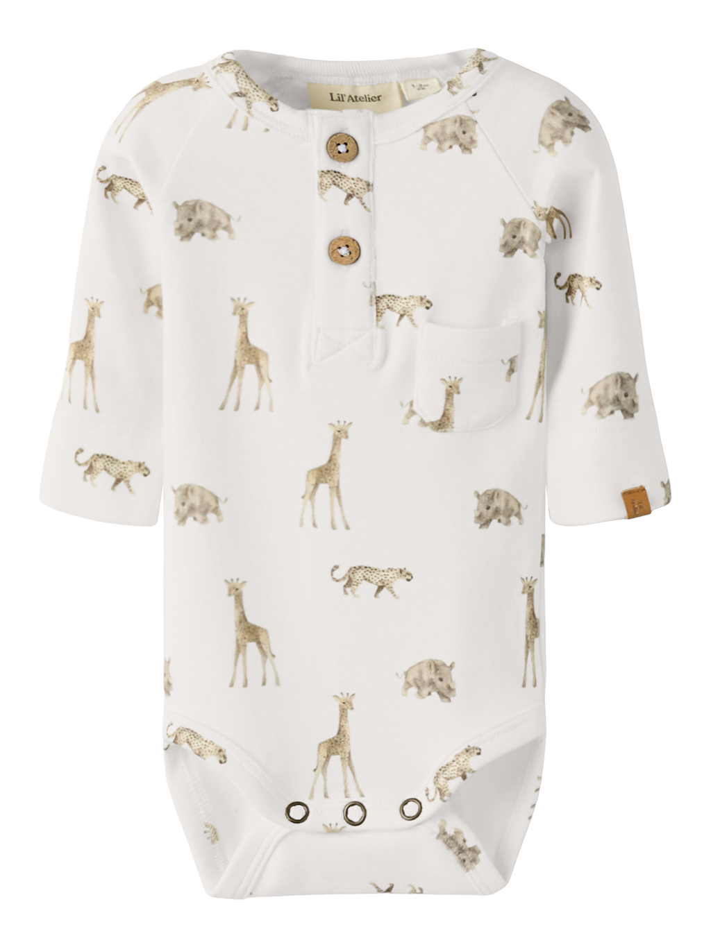 Lil' Atelier - Bodysuit - Coconut Milk - ANIMALS AFRICAN