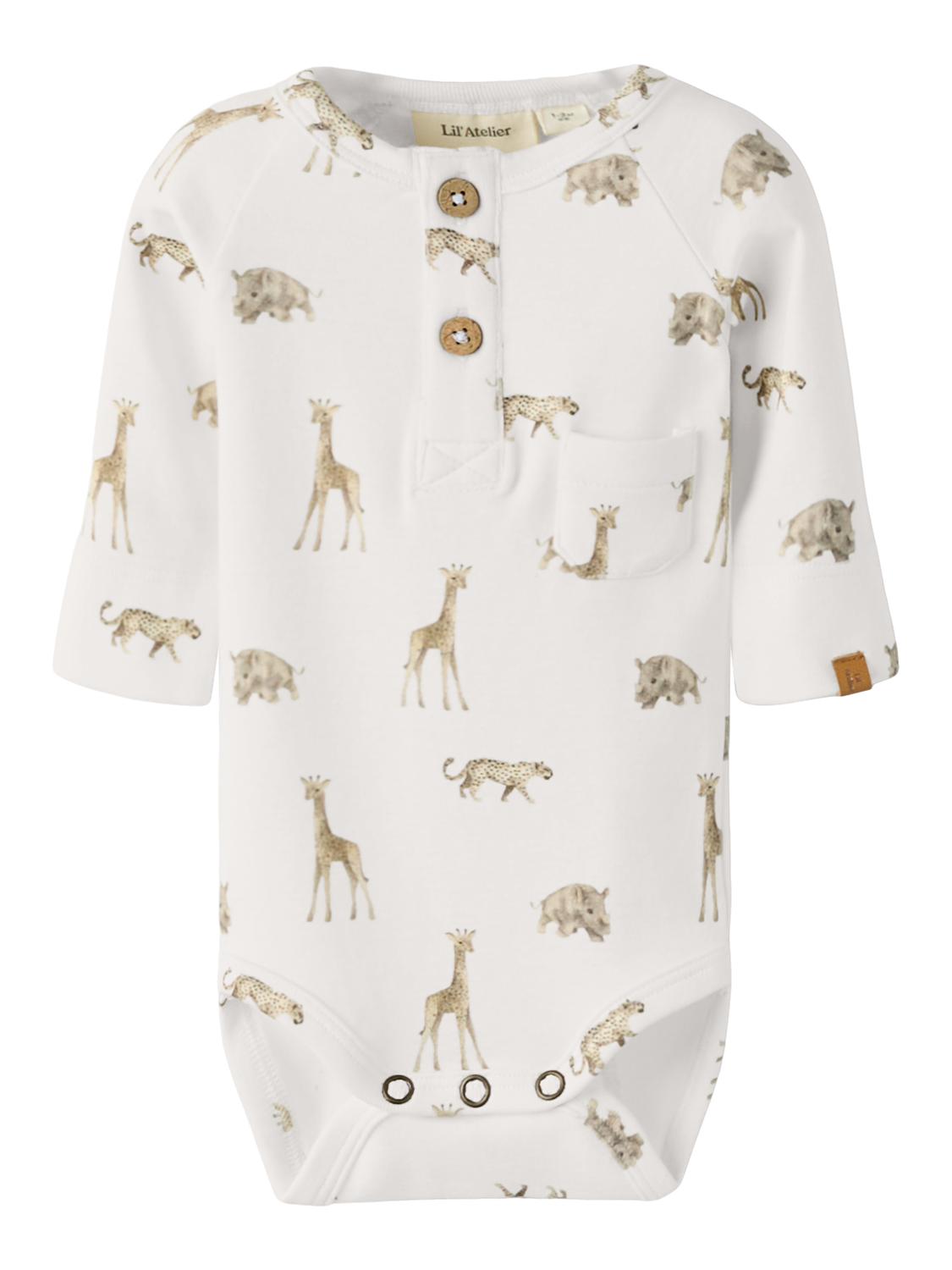 Lil' Atelier - Bodysuit - Coconut Milk - ANIMALS AFRICAN