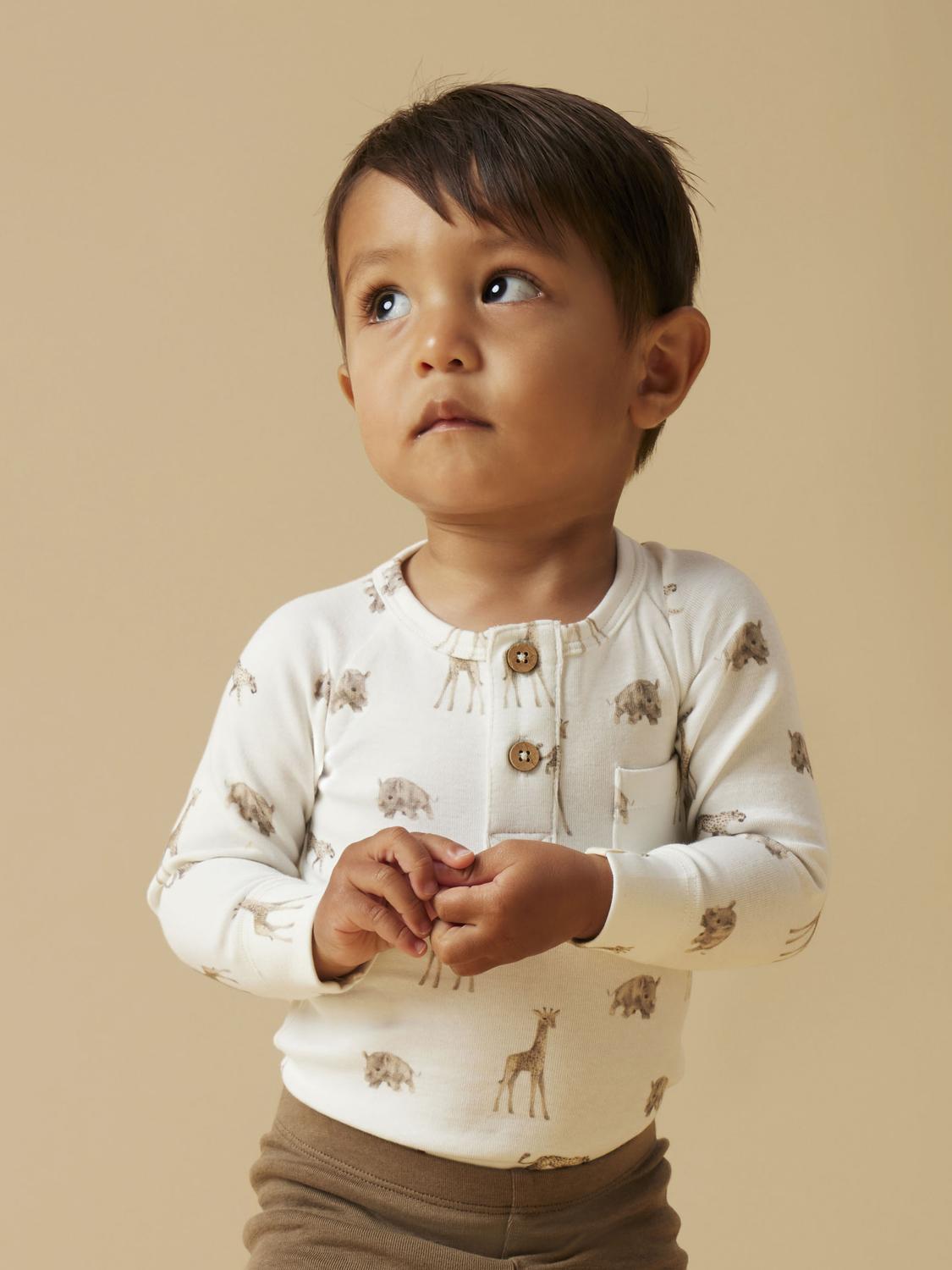Lil' Atelier - Bodysuit - Coconut Milk - ANIMALS AFRICAN