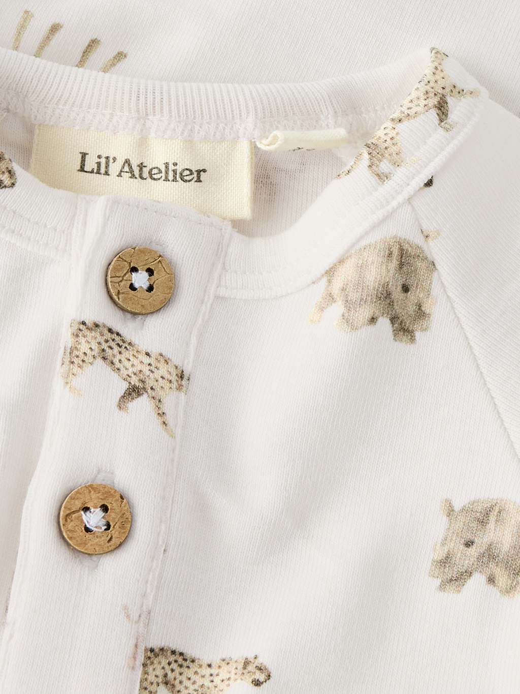 Lil' Atelier - Bodysuit - Coconut Milk - ANIMALS AFRICAN